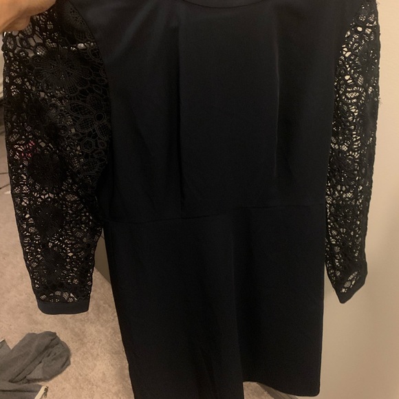 LOFT Eyelet-Sleeved Petite Navy Blue Dress - Picture 1 of 1